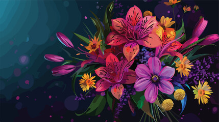 Fototapeta na wymiar bouquet of flowers decor isolated background illustr