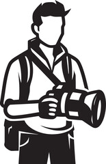 SnapSymphony Vector Graphic of Photographers Thick Line Art Design CameraCraft Iconic Black Logo Design of Photographers Line Art Icon