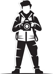 SnapSymphony Vector Graphic of Photographers Thick Line Art Design CameraCraft Iconic Black Logo Design of Photographers Line Art Icon