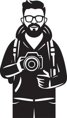 LensLegacy Vector Graphic of Photographers Thick Line Art Emblem FocusFrame Iconic Black Logo of Photographers Line Art Design