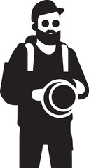 SnapSymphony Vector Graphic of Photographers Thick Line Art Design CameraCraft Iconic Black Logo Design of Photographers Line Art Icon