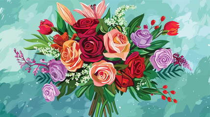 bouquet of flowers decor isolated background illustr