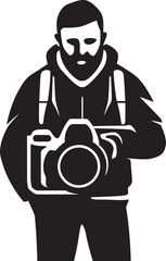 FrameFocus Vector Graphic of Photographers Line Art Icon SnapScribe Sleek Black Logo Design for Photographer