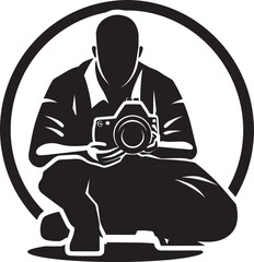 SnapScribe Sleek Black Logo Design for Photographer ShutterStyle Iconic Photographers Line Art Emblem in Black