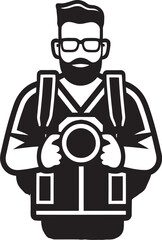 SnapSymmetry Photographers Line Art Icon in Sleek Black FocusFrame Vector Graphic of Photographers Iconic Art