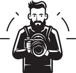LensCrafted Iconic Vector Black Logo of Photographer SnapSymmetry Photographers Line Art Icon in Sleek Black