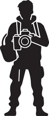 LensCrafted Sleek Photographers Line Art Emblem in Vector SnapSymmetry Iconic Black Logo Design of Photographers Line Art