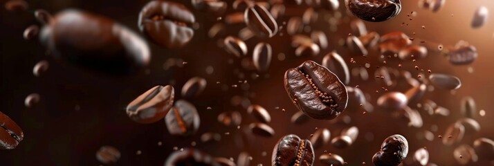 Elevated Roasted Coffee Beans Against Dark Background Generative AI