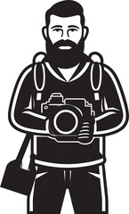 CameraCraft Sleek Vector Black Logo of Photography Icon FrameFocus Iconic Photographer Thick Line Art Symbol