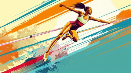 illustration of a woman doing a banner style jump