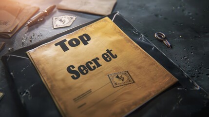 Top Secret Document Closup on a Yellow File Generative AI