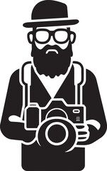 CameraCraft Sleek Thick Line Art Photographer Emblem FrameFocus Vector Graphic of Photographers Icon