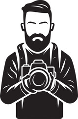 Lens Luminary Black Logo of Photographer Thick Line Art Frame Fiend Vector Photographer Line Art Emblem
