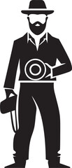 Frame Fiend Vector Photographer Line Art Emblem Snapshot Savvy Iconic Black Logo of Photographer Thick Line Art
