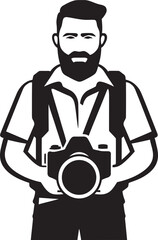 Flash Genius Iconic Black Logo of Photographer Thick Line Art Exposure Enthusiast Black Logo of Photographer Thick Line Art