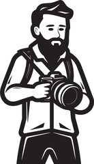 Exposure Enthusiast Black Logo of Photographer Thick Line Art Capture Guru Vector Graphic of Photographer Line Art Icon