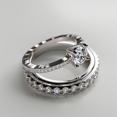 Dazzling Diamond Engagement Ring Set on White Generative AI