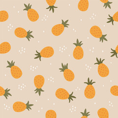 vector seamless pattern of cute pineapple