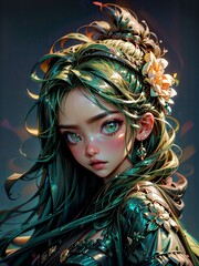 art concept. image of a girl. green eyes. poster