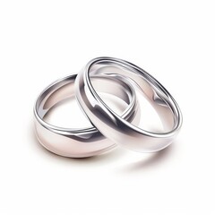 Elegant Wedding Rings on Pure White Background Generative AI