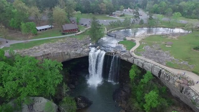 Noccalula Falls Park and Campgrounds in Alabama, Gadsden. Beautiful Landscape. Drone