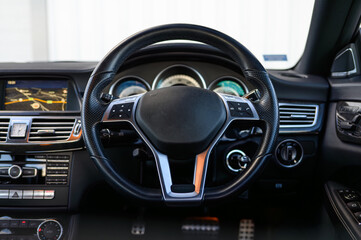 Obraz na płótnie Canvas Luxury leather steering wheel