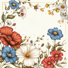 An elegant birthday card with a floral design and a blank space for your birthday greetings - 746798164