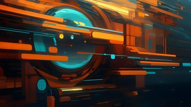 An abstract digital composition with dynamic streaks and shapes in a spectrum of warm tones, suggesting movement and digital connectivity