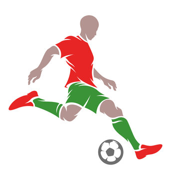 Soccer player isolated vector silhouette