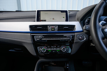 Modern Car Dashboard with Advanced Features, Navigation, A/C