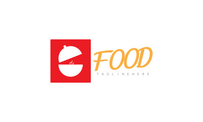 Typography with orange food logo design.