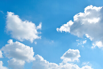 Blue sky with white fluffy cloud. Summer holiday sky. Freedom of life, New life beginning and...