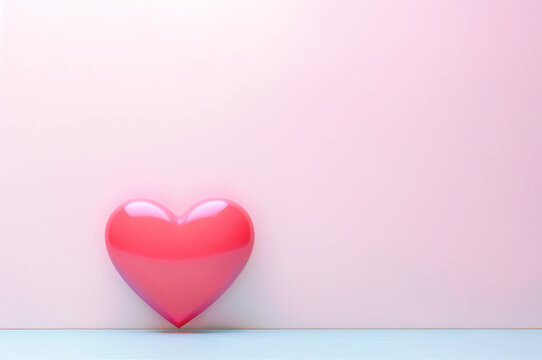 The pink heart is isolated on a light pink background