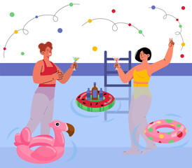 Fototapeta premium People rest in swimming pool vector
