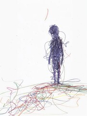 Struggle with Bulimia Nervosa: Miniature Figure Illustration Generative AI