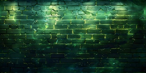 Neon Brick Wall Seamless Background in Shockwave Chartreuse Color. Concept Neon, Brick Wall, Seamless Background, Shockwave Chartreuse Color