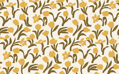 Yellow Flowers Seamless hippie pattern
