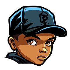 Portrait of a boy in a baseball cap. Vector illustration.