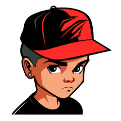 Vector illustration of a boy in a baseball cap and t-shirt