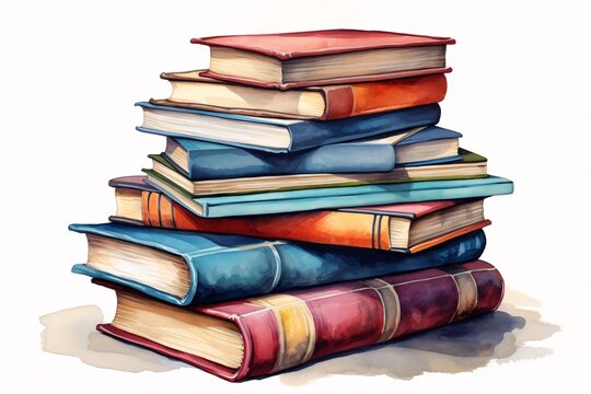 a stack of books on a white background