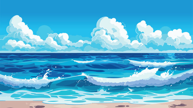 Ocean Sea surface. Vector illustration, cartoon seascape or waterscape