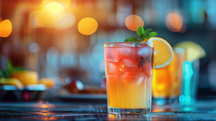 Closeup on a fresh cocktail