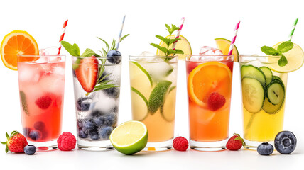 Cocktails collection isolated on a white background
