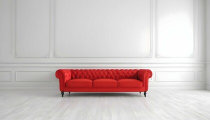 Red sofa isolated on white room