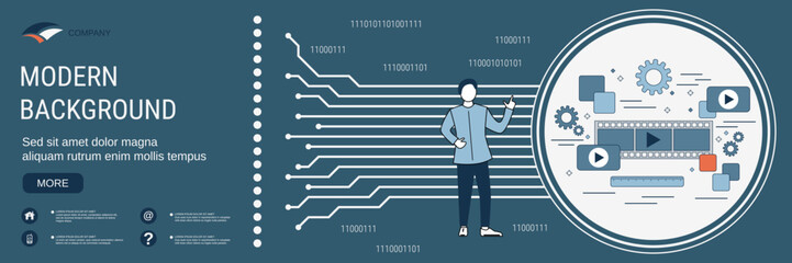 Digital technology banner vector design template. Video production concept