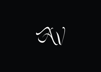 AV  Brush Letter Logo Design with 
 and Handwritten Letters.