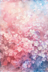 Fototapeta premium Translucent Sakura Flowers in Pastel Watercolor Painted Colors, Seamless Tile Pattern, Generative AI