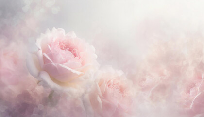 Różowe kwiaty, róża na pastelowym tle, puste miejsce, tapeta	