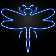 dragonfly neon sign, modern glowing banner design, colorful modern design trend on black background. Vector illustration.