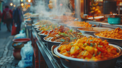 Fototapeta premium Old Delhi's street food, oriental takeaway food